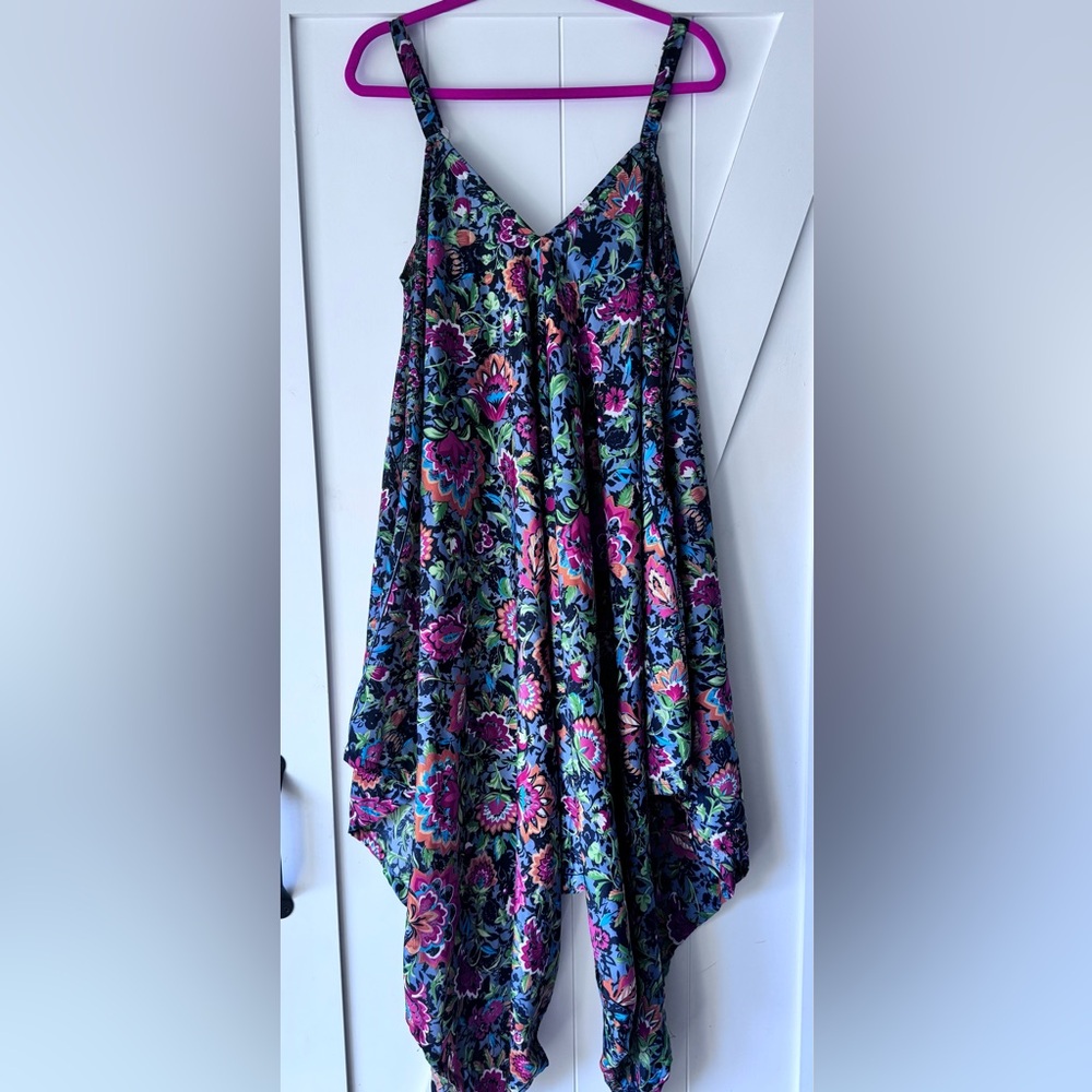 Floral Handkerchief Hem Summer One Piece Jumpsuit - Multicolor Free Size